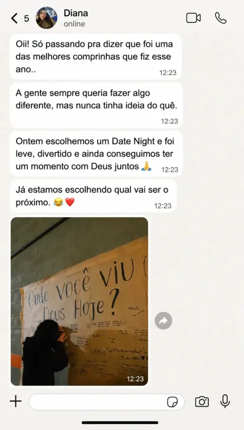 Depoimento de cliente no WhatsApp