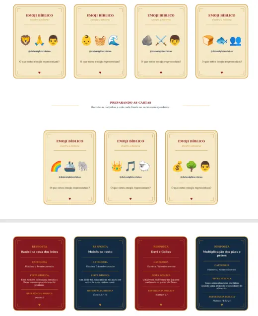Cartas do jogo Emoji Bíblico